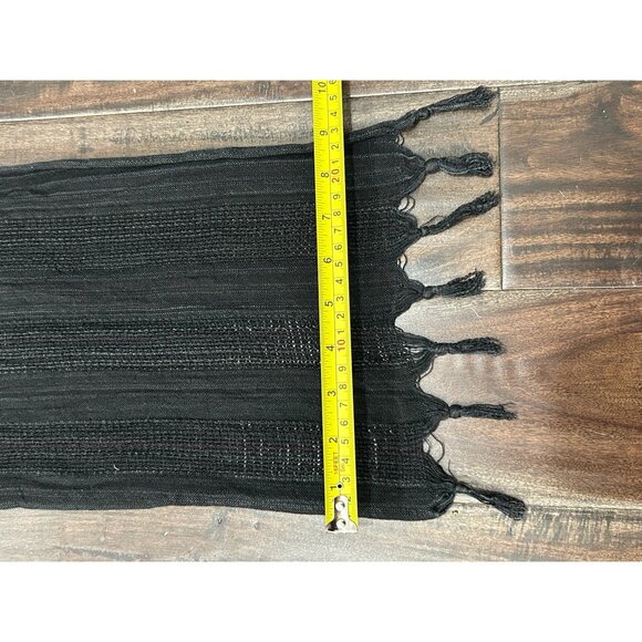 Echo Black Knit Scarf With Fringe - Picture 5 of 8